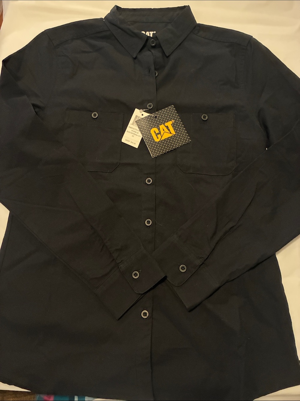 Caterpillar Black Long-Sleeve Button-Down Work Shirt